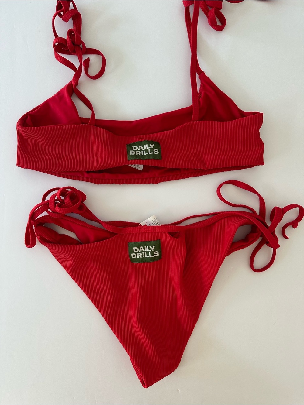 Daily Drills Women’s Red Ribbed Bikini Set M/L Sexy Beach Summer Pool Day Club